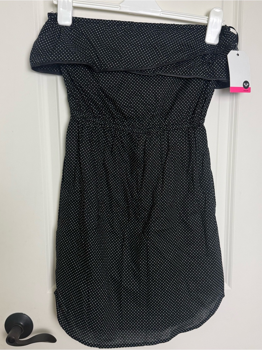 Roxy Black Strapless Polka Dot Summer Dress